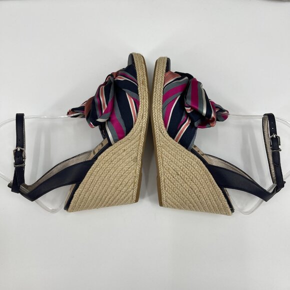 Sam Edelman Aubrey Wedge Espadrille Striped Textile Ankle Strap Sandal NWOT - Picture 2 of 10
